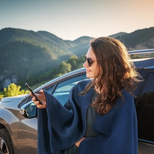 Travel Blanket Airplane Compact with Bag, Plane Blanket Throw Lightweight Fleece Fall Blankets and Throws for Traveling Car Long Flight Sofa, 50 x 60 Inches Navy Blue - Image 2