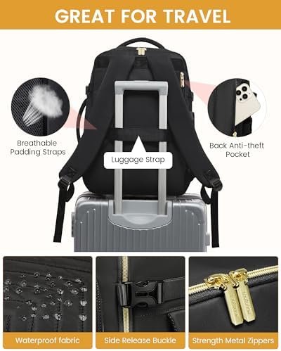 LOVEVOOK Large Travel Backpack for Women, Carry On Bag Backpack Flight Approved, 40L TSA Personal Item Travel Bag with 3 Packing Cubes, Waterproof 17 Inch Laptop Hiking Casual Bag Backpack - Image 6
