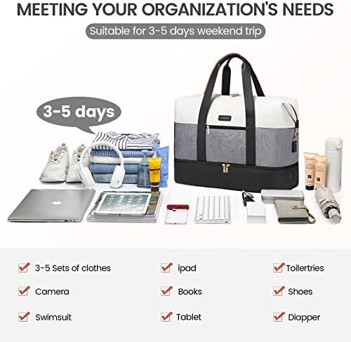 LOVEVOOK Weekender Bag, Large Travel Duffel Bag for Women with 2 Packing Cubes, Carry on Overnight Bag with Shoe Compartment, Mom Hospital Bags for Labor and Delivery - Image 9