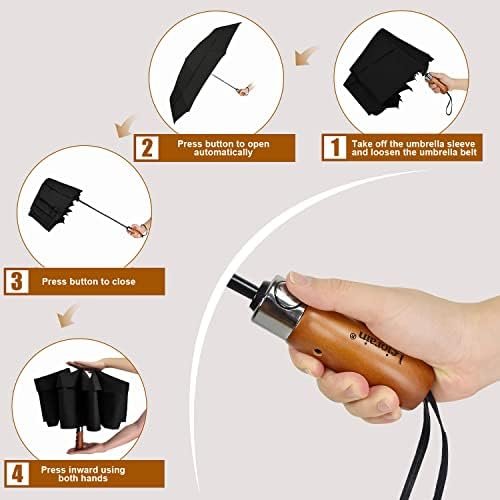 Lejorain Large Folding Golf Umbrella - Compact Mens Umbrellas Travel Rain and Windproof 54inch Collapsible Automatic Open Close Umbrella 210T Teflon Vented Double Canopy - Image 3