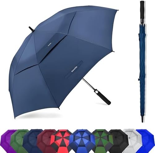 Golf Umbrella Large 62/68/72 Inch, Extra Large Oversize Double Canopy Vented Windproof Waterproof Umbrella, Automatic Open Golf Umbrella for Men and Women and Family.