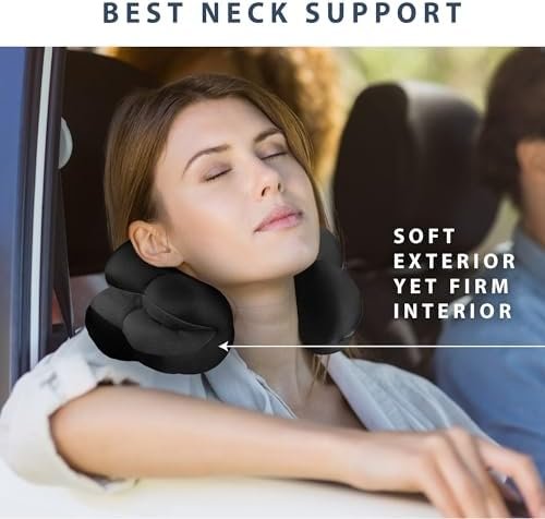 Total Pillow Donut Pillow for Airplane & Travel, Sleeping Neck Pillow, Microbead Comfortable Pillow for Neck, Head, Back, Lumbar & Pelvic Support, Twists to Many Positions - Black - Image 5