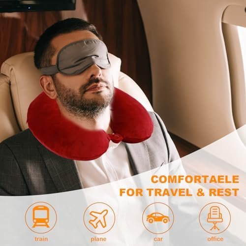 Travel Pillow,100% Pure Memory Foam U Shaped Neck Pillow,Super Lightweight Portable Headrest Great for Airplane Chair, Car,Home,Office,Sleeping Rest Cushion (Wine red) - Image 2
