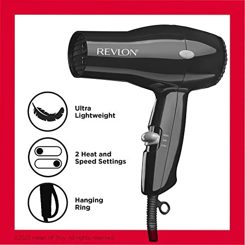 REVLON Travel Hair Dryer | Salon-Style Blowouts, Lightweight Design, 1875 Watts for Fast Drying with 2 Heat & Speed Settings for Drying and Styling Flexibility (Black) - Image 4