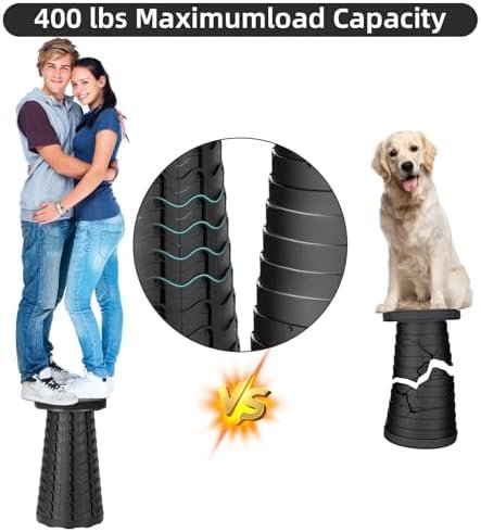 Collapsible Stool, Folding Chair - Upgraded Portable Chair with Load Capacity 400lbs, Portable Stool for Camping Fishing Hiking - Folding Stool with Carrying Straps,Gifts for Fisherman(Black) - Image 4