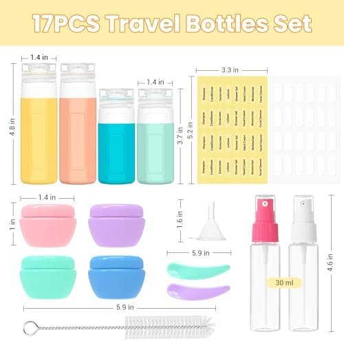 17 Pack Travel Bottles for Toiletries, TSA Approved Travel Size Toiletries Bottles, Leak Proof Travel Size Containers, Travel Essentials for Body Wash, Shampoo, Lotion & Conditioner Colorful - Image 2