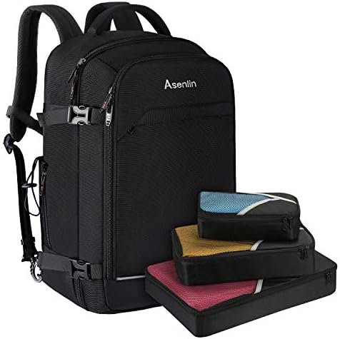 Asenlin 40L Travel Backpack for Women Men,17 Inch Laptop Backpack Flight Approved Luggage Carry On Water Resistant Computer Backpack for Weekender Overnight Large Daypack Black