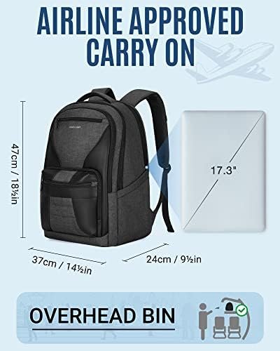 LIGHT FLIGHT Travel Backpack, Laptop Backpack for Men,17.3 Inch Computer Backpack Business Back Pack, Work Bag with USB Charging Hole, 40L Large Casual Daypack, Black grey - Image 4