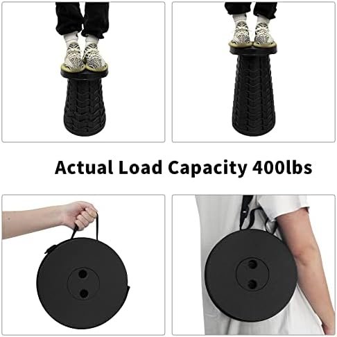 Aihoye Portable Collapsible Stool， Folding Telescoping Stool with Load Capacity 400lbs，Portable Collapsible Stool for Adults，Portable Collapsible Chair for Camping Fishing Hiking Travel BBQ(Black) - Image 5