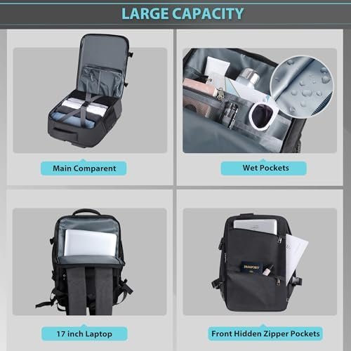 Carry On Backpack Large Travel Backpack fits 17inch Laptop Flight Approved Carry On Bag for Men Women Luggage Daypack - Image 5