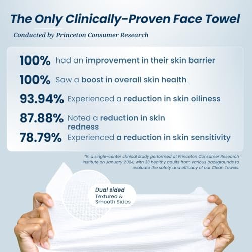 Clean Skin Club Clean Towels XL™, 100% USDA Biobased Dermatologist Approved Face Towel, Disposable Clinically Tested Face Towelette, Facial Washcloth, Makeup Remover Dry Wipes, 3 Travel Pack, 30 ct - Image 3