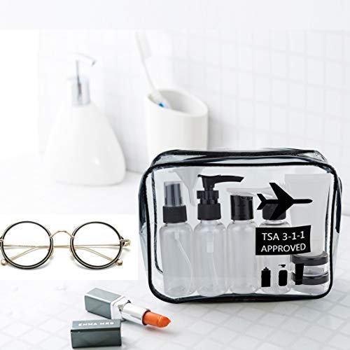 Travel Bottles and TSA Approved Toiletry Bag, Clear Quart Size with Leak-Proof Travel Containers Set Makeup Bag Accessories for Liquids Carry-On Luggage Compliant for Airplaine - Image 8