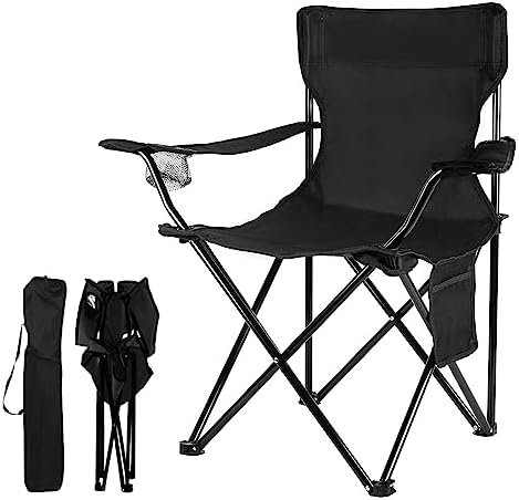 Damei century Portable Camping Chairs Enjoy The Outdoors with a Versatile Folding Chair, Sports Chair, Outdoor Chair & Lawn Chair, with Side Pockets Black