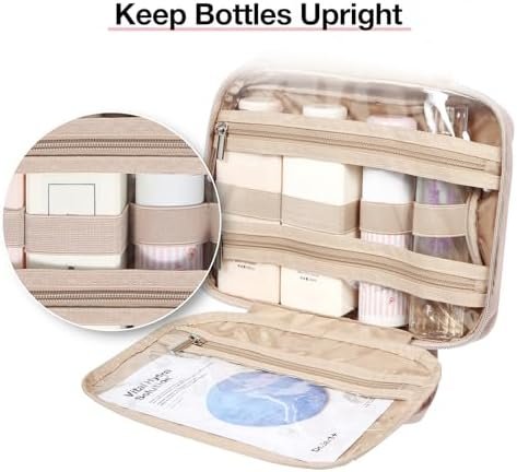 BAGSMART Toiletry Bag Hanging Travel Makeup Organizer with TSA Approved Transparent Cosmetic Bag Makeup Bag for Full Sized Toiletries, Medium-Pink - Image 4