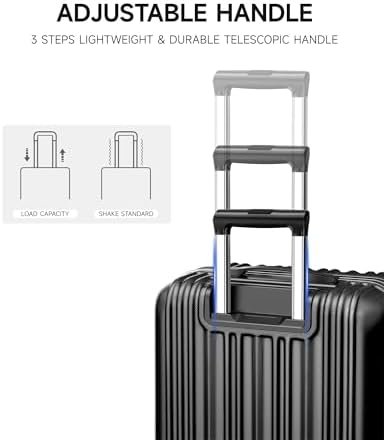 Expandable Luggage Sets 3 Piece Set, Hard Shell Spinner Suitcase Set, 20/24/28In Carry-on and Checked Luggage(Black) - Image 4