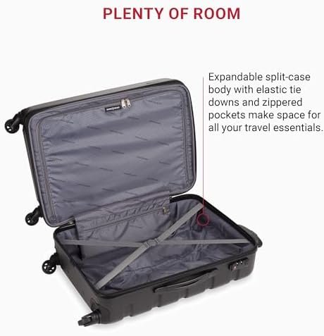 SwissGear 7366 Hardside Expandable Luggage with Spinner Wheels, Black, Checked-Medium 23-Inch - Image 6