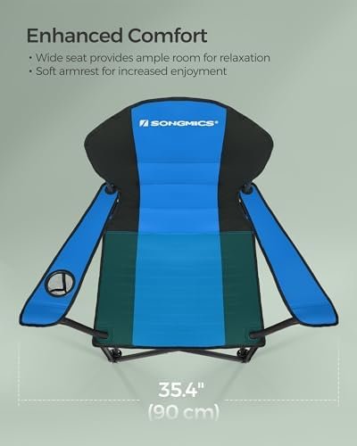 SONGMICS Folding Camping Chair, Supports 551 lb, with Comfortable Sponge Seat, Heavy Duty Structure, Cup Holder, Outdoor Picnic Chair - Image 6