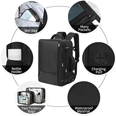 Hanples Extra Large Travel Backpack for Women as Person Item Flight Approved, 40L Carry On Backpack, 17 Inch Laptop Waterproof Backpack, Hiking, Casual Bag Backpack(Black) - Image 4