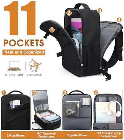 Capolo Travel Backpack for Women Men Waterproof Laptop Backpack Flight Approved Carry On Backpack Overnight Weekender Bag College Bookbag for Business, Work, Traveling Fits 15.6 '' Laptop,Black - Image 5