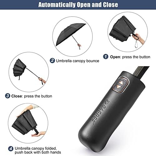 G4Free 46/54/62 Inch Large Compact Golf Umbrella Windproof 10 Ribs Reverse Travel Umbrella for Rain Double Canopy Vented Umbrella Automatic Open Close - Image 5