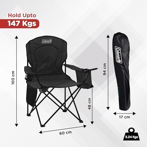 Coleman Portable Camping Chair with 4-Can Cooler, Fully Cushioned Seat and Back with Side Pocket and Cup Holder, Carry Bag Included, Collapsible Chair for Camping, Tailgates, Beach, and Sports - Image 3