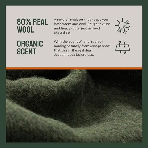 Woolly Mammoth Merino Wool Blanket - Large 66" x 90", 4LBS Camp Blanket | Throw for the Cabin, Cold Weather, Emergency, Dog Camping Gear, Hiking, Survival, Army, Outside, Outdoors – Hunter Green - Image 4