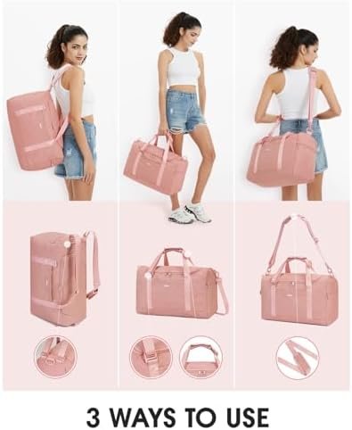 WANDF For Spirit Airlines Personal Item Bag 18x14x8 Travel Duffel Bag Weekender Overnight Bag Carry-on Luggage for Women （Pink） - Image 4