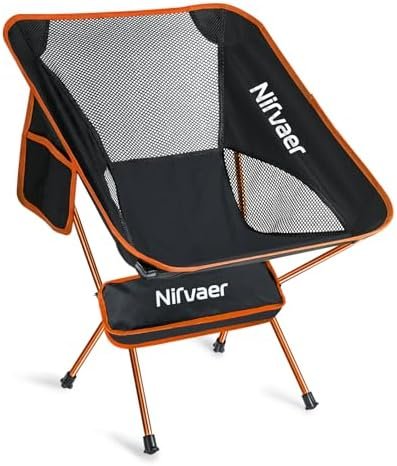 1.97 lb Camping Chairs, Ultralight Folding Camping Chairs, Compact Backpacking Portable Chair, for Hiking, Fishing, Beach, Outdoor Camp, Travel (Orange)