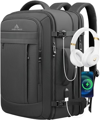 Travel Backpack, Extra Large Backpack, Carry On Backpack, Expandable Airline Approved Water Resistant Business Luggage Suitcase Daypack Bag Fits 17 Inch Laptops, Travel Gifts for Men Women, Black
