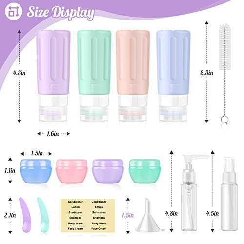 16 Pcs Silicone Bottles Set, Leak-Proof Design, Travel Size, TSA Approved for Toiletries, Portable Containers and Best Gifts for Women (BPA Free) - Image 2