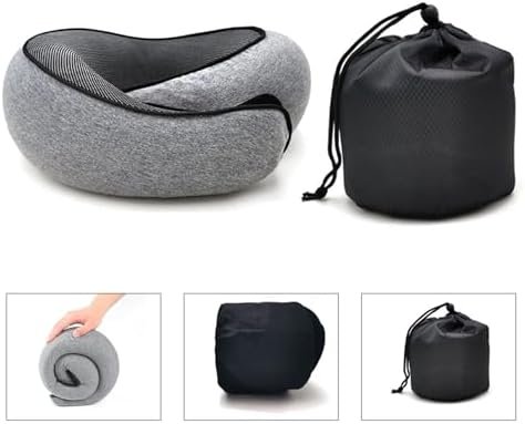 RURING Travel Pillows for Airplanes, Travel Neck Pillow Travel Pillow, Neck Pillow Airplane Memory Foam Travel Pillow 360 Degree Support Stowable Pillows for Airplanes Offices and Cars (Dark Gray) - Image 4