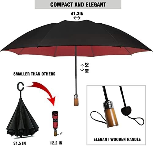 Raintrend UPF 50+ UV Protection Travel Umbrella 41 Inch Windproof Lightweight Inverted Umbrella for Sun and Rain - Image 3