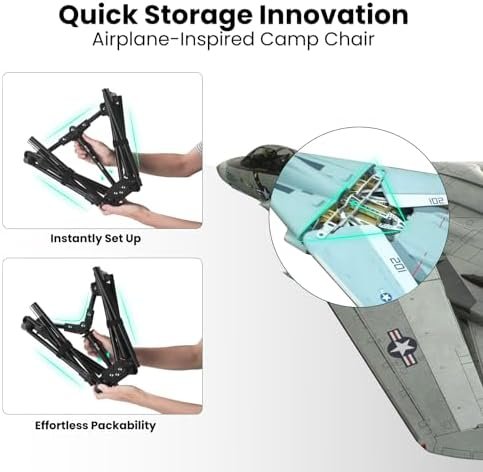 UltraPort Portable Camping Chair, Lightweight Foldable Chair, Ultralight Backpacking Chair for Outdoor Camp, Hiking, Travel, Beach, and Picnic - Compact Design (Black) - Image 2
