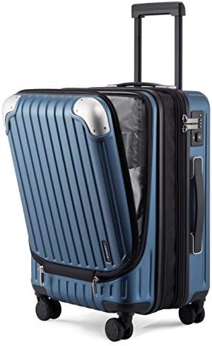 LEVEL8 Grace Expandable Carry On Luggage Airline Approved, 20 Inch Hardside Carry On Suitcase with Wheels, Travel Harshell Spinner Small Luggage with Tsa Lock, Blue, 20-Inch Carry-On