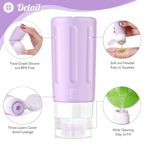 16 Pcs Silicone Bottles Set, Leak-Proof Design, Travel Size, TSA Approved for Toiletries, Portable Containers and Best Gifts for Women (BPA Free) - Image 4