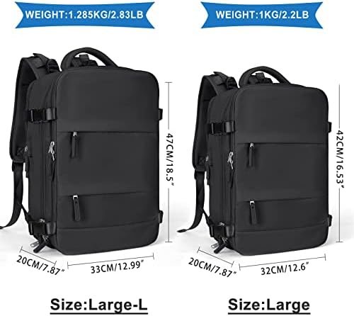 coowoz Large Travel Backpack For Women Men,Carry On Backpack Flight Approved,Hiking Backpack Waterproof Outdoor Sports Rucksack Casual Daypack Fit 15.6 Inch Laptop Shoes Compartment (Black) - Image 2