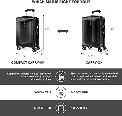 Travelpro Maxlite Air Hardside Expandable Carry on Luggage, 8 Spinner Wheels, Lightweight Hard Shell Polycarbonate Suitcase, Champagne, Carry On 21-Inch - Image 2