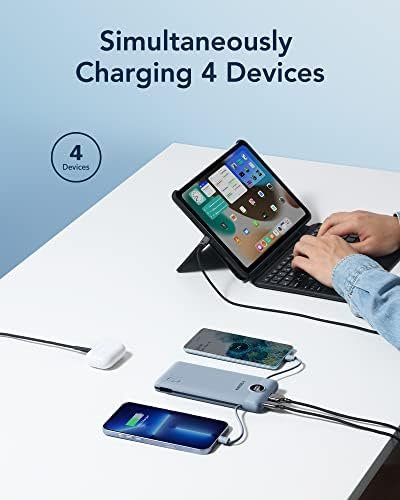 VEGER Portable Charger for iPhone Built in Cables and Wall Plug, 10000mah Slim Fast Charging USB C Power Bank, Travel Essential Battery Pack Compatible with iPhone, iPad, Samsung More Devices(Black) - Image 4