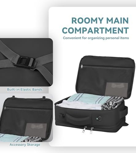 Travel Backpack, Extra Large Backpack, Carry On Backpack, Expandable Airline Approved Water Resistant Business Luggage Suitcase Daypack Bag Fits 17 Inch Laptops, Travel Gifts for Men Women, Black - Image 6