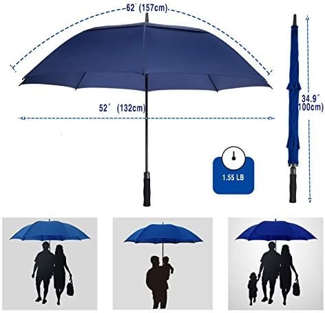Golf Umbrella Large 62/68/72 Inch, Extra Large Oversize Double Canopy Vented Windproof Waterproof Umbrella, Automatic Open Golf Umbrella for Men and Women and Family. - Image 8