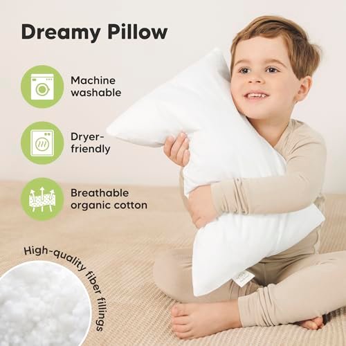 2-Pack Toddler Pillow - Soft Organic Cotton Toddler Pillows for Sleeping - 14X20 Jumbo Pillow for Kids - Kids Pillows for Sleeping - Kids Pillow for Travel, School, Nap, Age 2 to 5 (Soft White) - Image 4