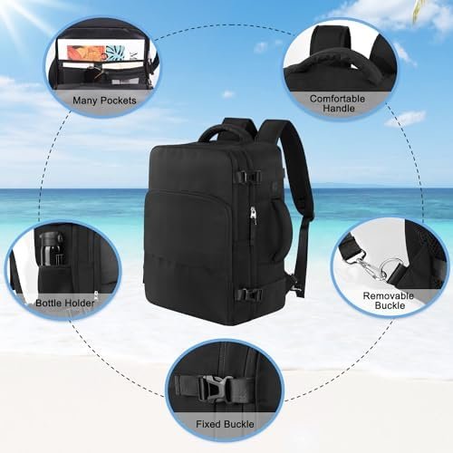 Hanples Unisex Laptop Backpack, Black, 16 Inch Laptop and iPad Compartment, Suitable for Air Travel - Image 4