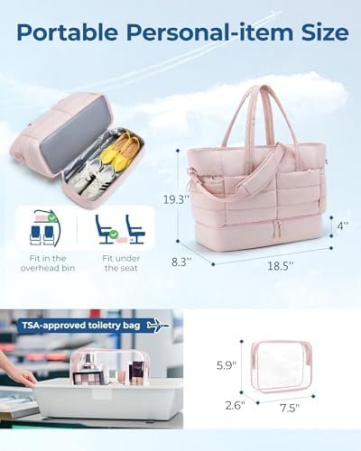 BAGSMART Travel Duffel Bag, Gym Bag for Women with Shoe Compartment, Large Weekender Bags for Women, Workout Overnight Carry on Duffle Bag for Travel, Camel - Image 2