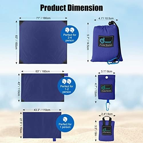 Odoland Beach Blanket Picnic Blanket, SandProof Waterproof Outdoor Pocket Blanket with Portable Bag, Foldable Lightweight Sand Free Quick Drying Beach Mat for Hiking Camping Picnics Travel Concert - Image 2