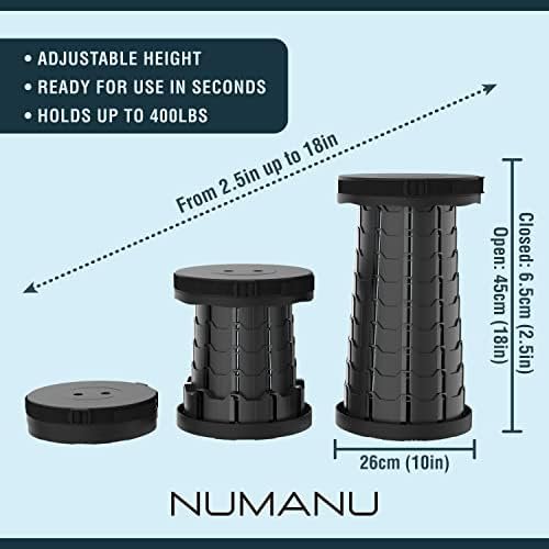Collapsible Stool 2-Pack & Carry Bag + Clips - Upgraded Portable Folding Stool, Height Adjustable, Lightweight, Retractable Telescoping Camping Seat Travel Chair, Foldable Footrest - Max 400lbs - Image 2