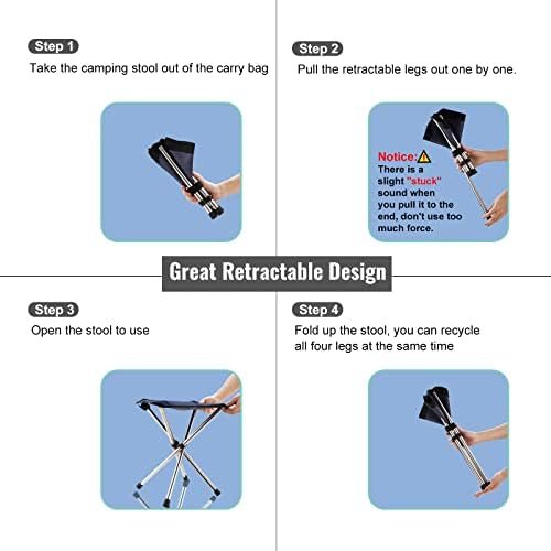 Camping Stool,Small Folding Chair,13.8" Lightweight Folding Stool Compact Backpacking Stool with Carry Bag - Image 6