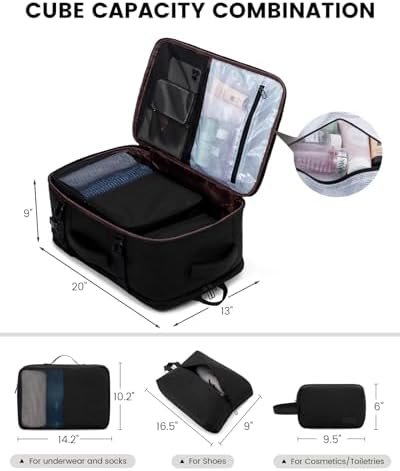 LOVEVOOK Carry on Travel Backpack, Large 40L Personal Item Travel Bag for Men & Women Flight Approved with 3 Packing Cubes, Suitcase Water Resistant Luggage Daypack Business Weekender Bag, Black - Image 3