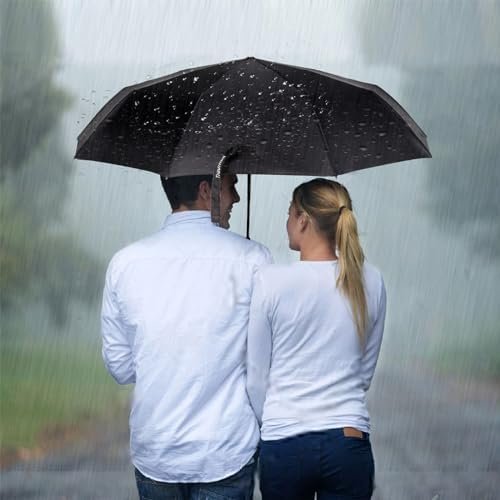 TradMall Travel Umbrella Windproof with 46 Inches Large Canopy 10 Reinforced Fiberglass Ribs Ergonomic Handle Auto Open & Close, Black - Image 7