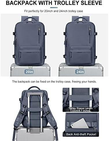 VGCUB Large Travel Backpack Bag for Women Men,Carry on Backpack,17 Inch Laptop Business Work Waterproof Backpack with Laptop Compartment,Person Item Flight Approved,Mochila de Viaje,Grey Blue - Image 3