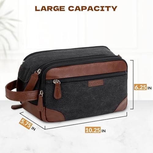 Travel Toiletry Bag for Men - Canvas Toiletries Bag with Multiple Pockets Large Hanging Dopp Kit Travel Bag for Toiletries Essentials Accessories - Dark Grey - Image 2